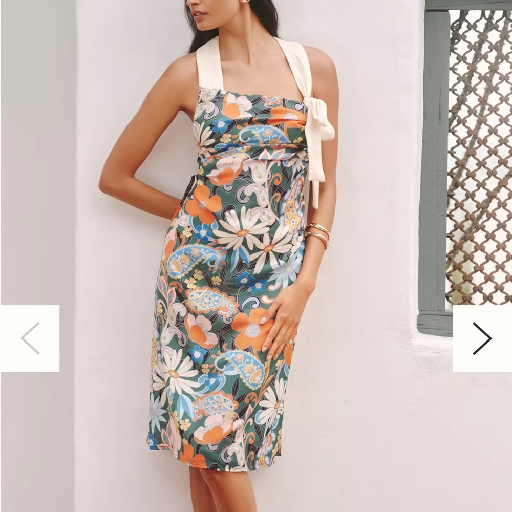 Anthropologie Blue and Orange Sleeveless Sundress